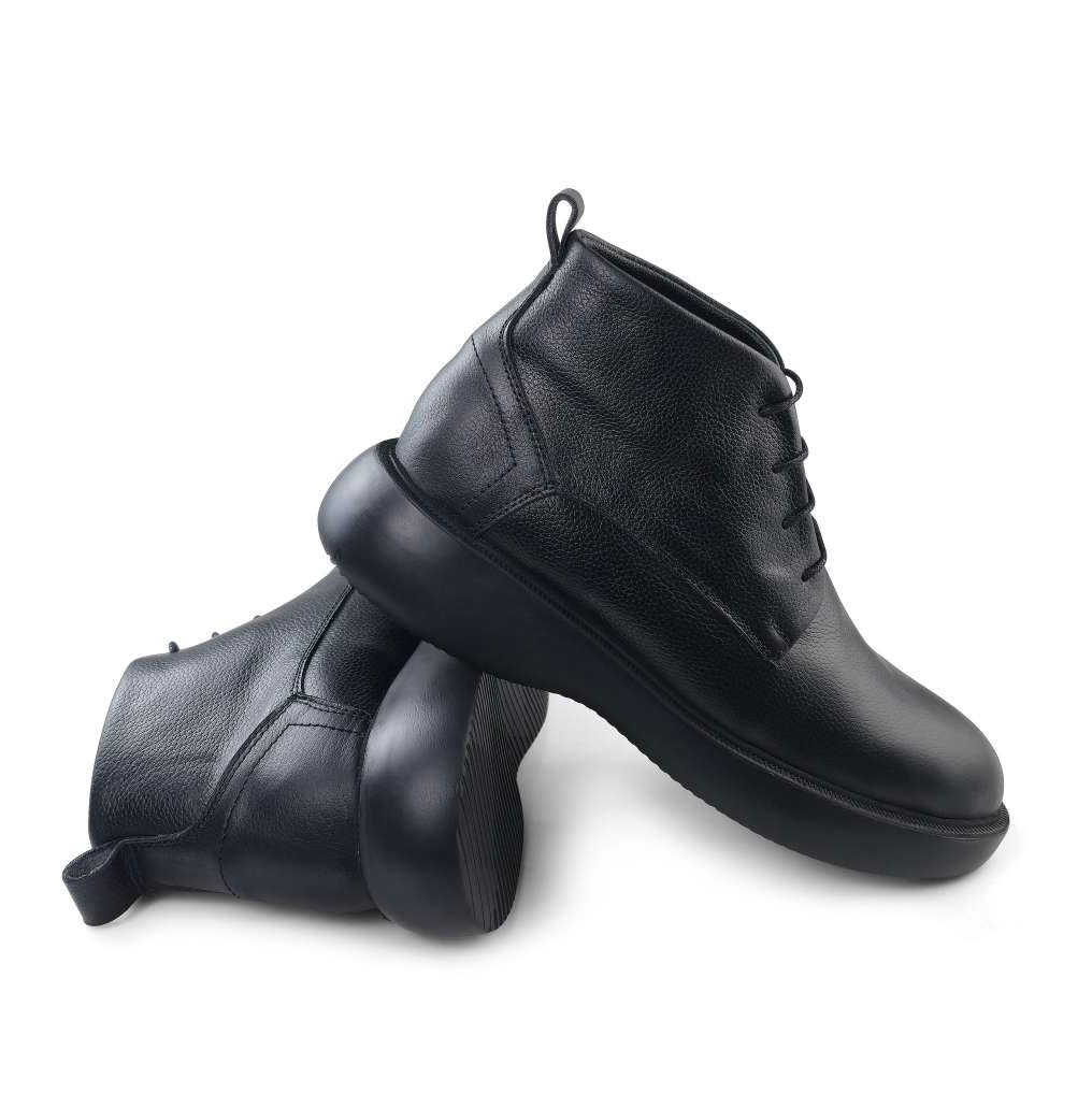 0305 bouttine en cuir homme noir
