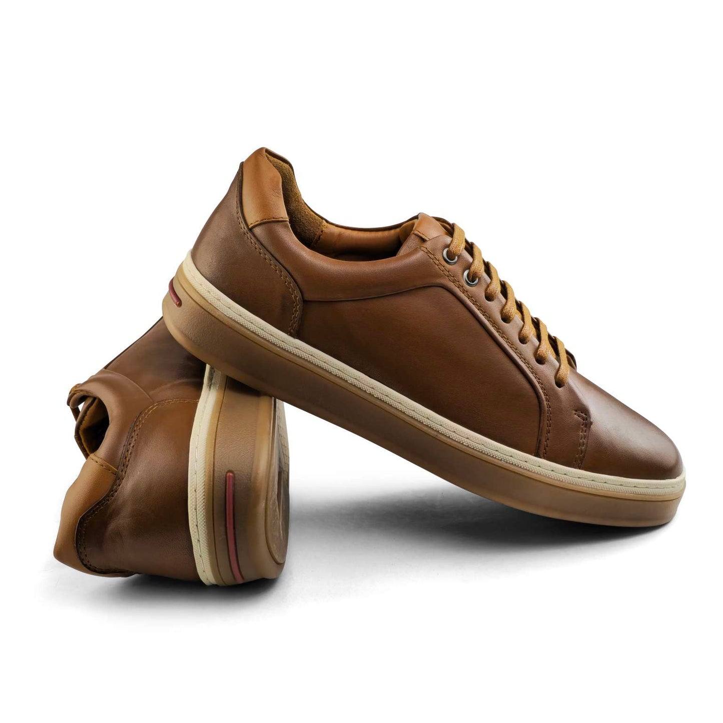 0101 Chaussure Sneaker Homme en cuir  marron tabac