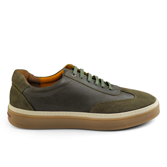 0235 Chaussure Sneaker Homme en cuir  kaki