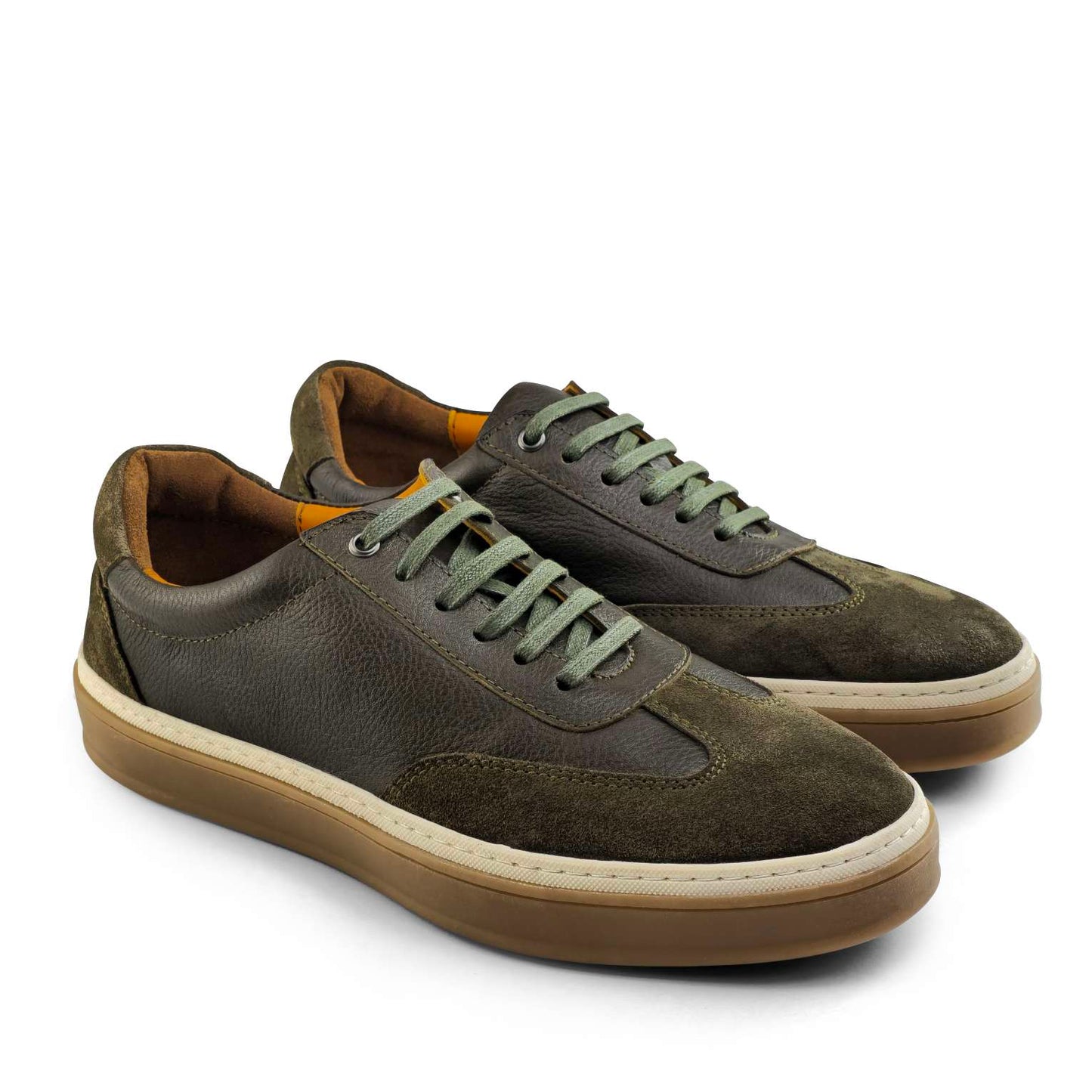 0235 Chaussure Sneaker Homme en cuir  kaki