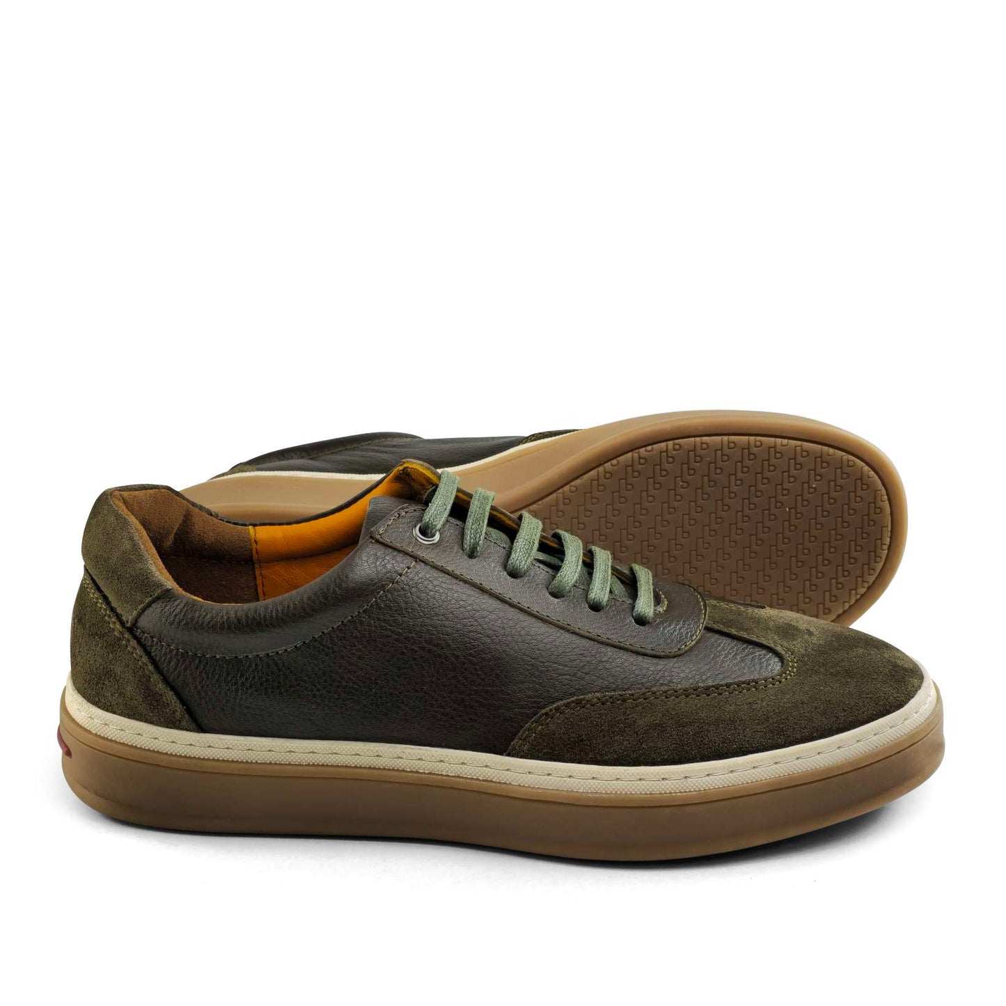 0235 Chaussure Sneaker Homme en cuir  kaki