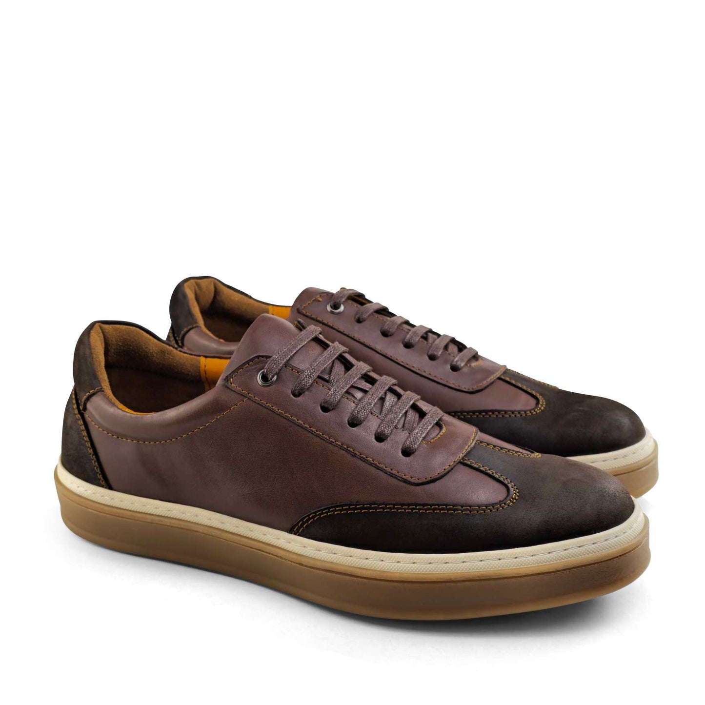 0235 Chaussure Sneaker Homme en cuir  marron