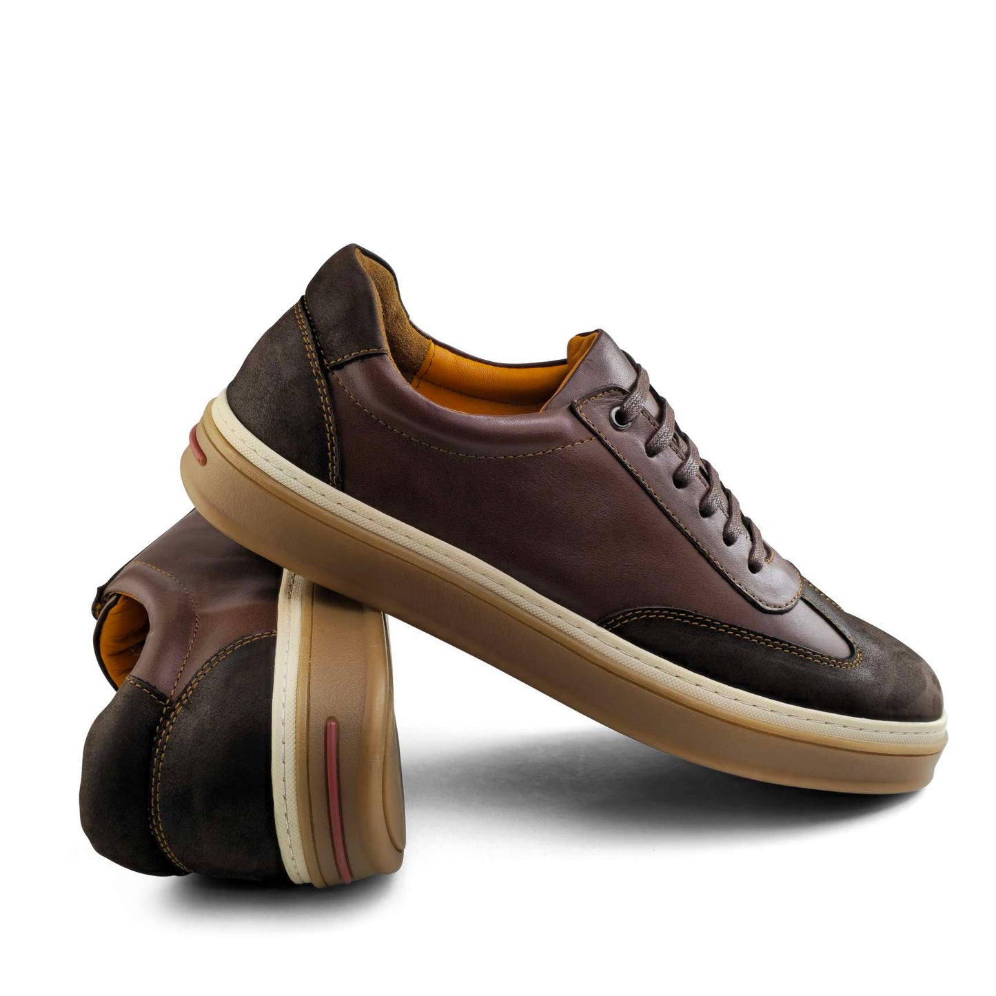 0235 Chaussure Sneaker Homme en cuir  marron