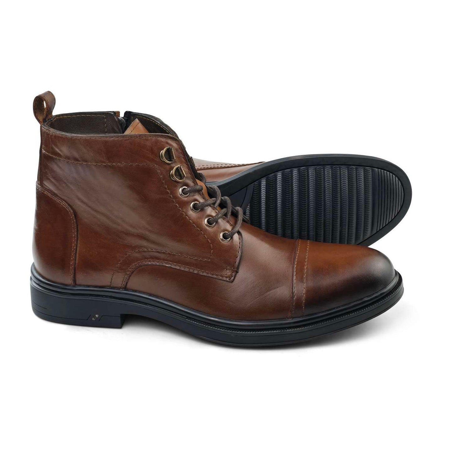 0100 bouttine en cuir homme tabac marron