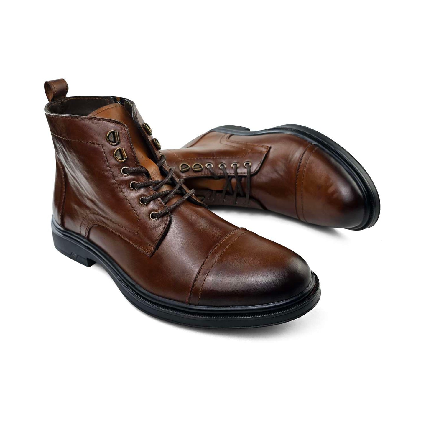 0100 bouttine en cuir homme tabac marron