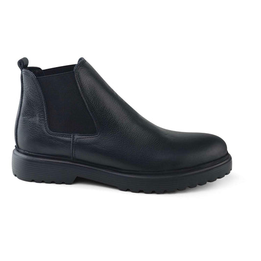 0306 bouttine Chelsea en cuir homme noir