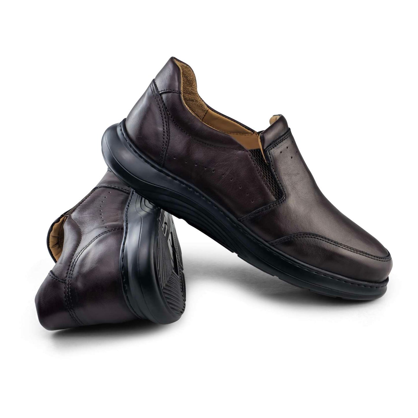 014 chaussure CONFORT EN CUIR NOIR MARRON