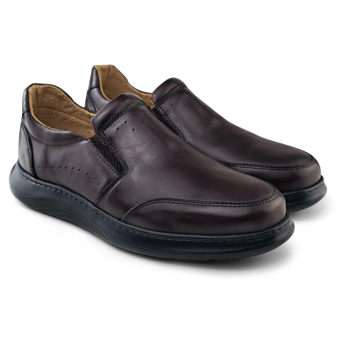 014 chaussure CONFORT EN CUIR NOIR MARRON
