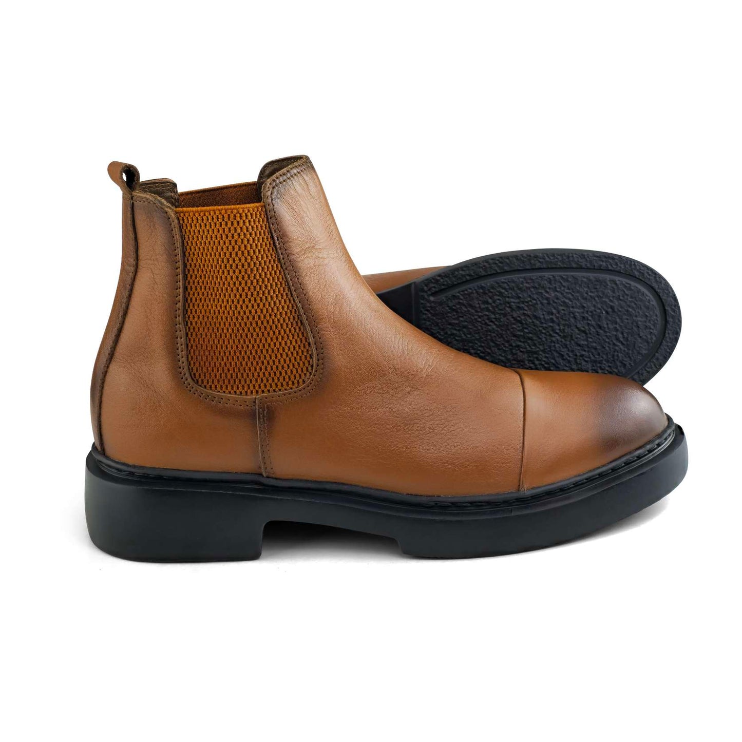 033 bottine homme cuir noir/tabac