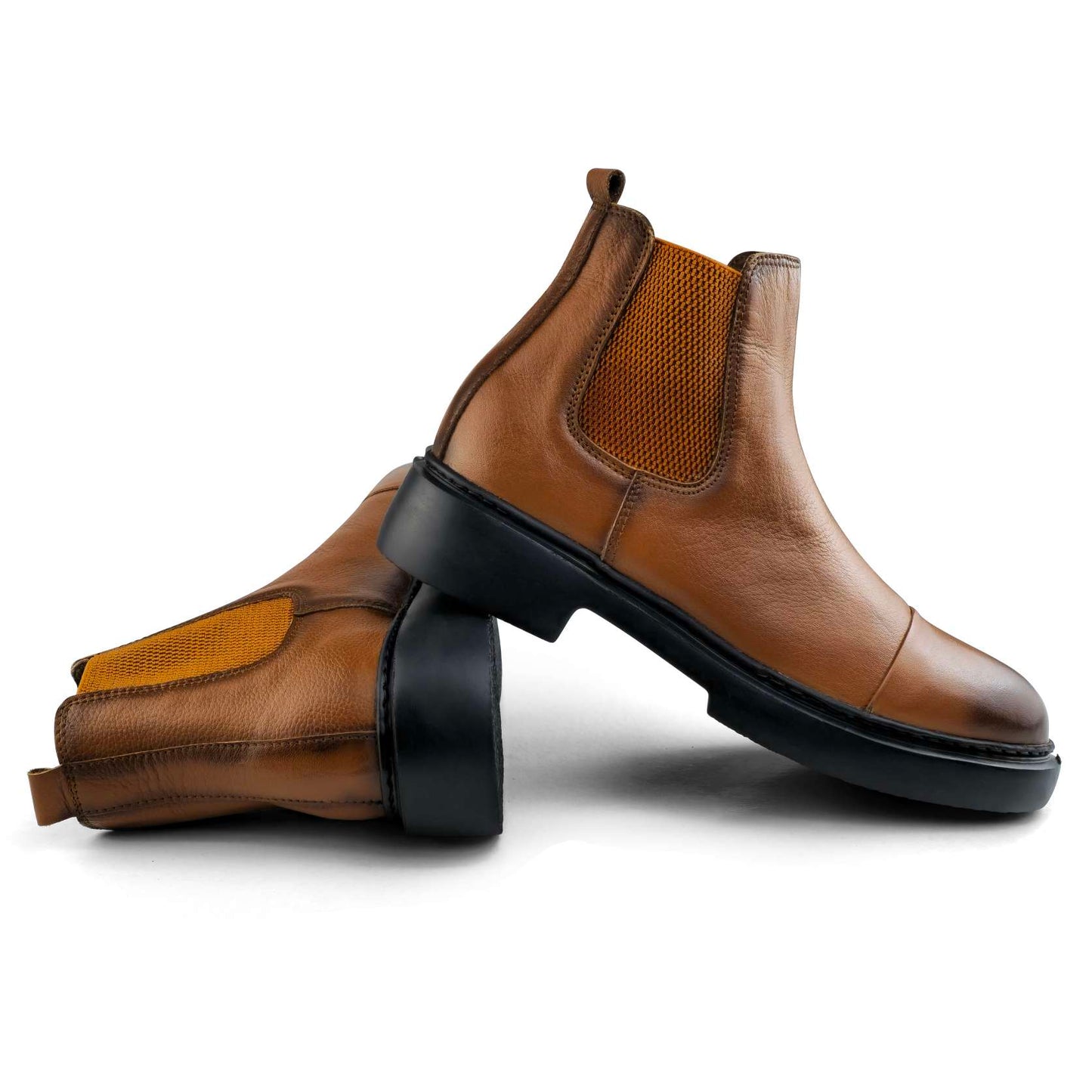 033 bottine homme cuir noir/tabac