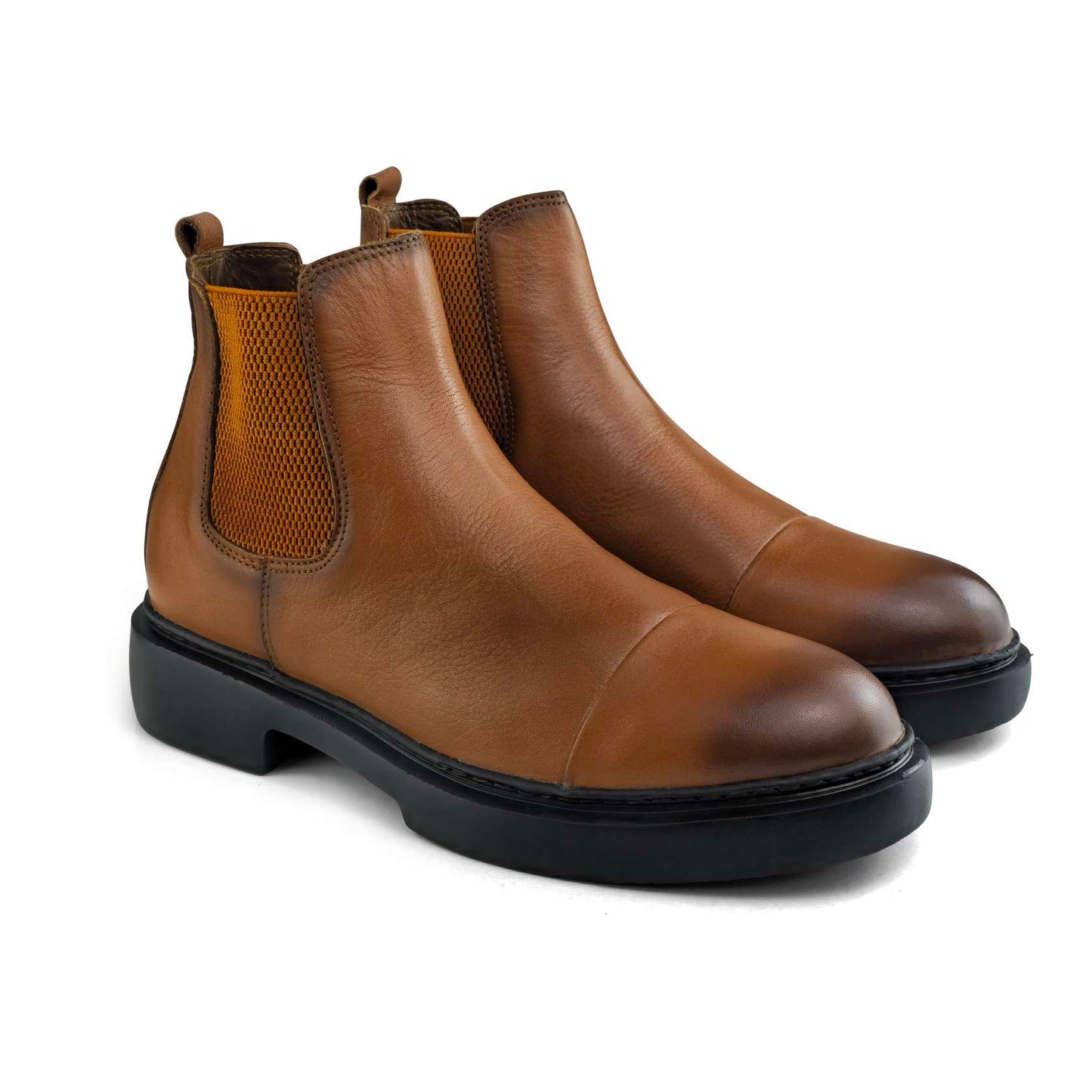 033 bottine homme cuir noir/tabac