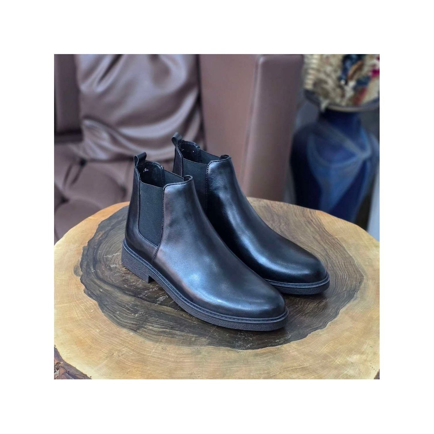 0312  BOTTINE EN CUIR homme noir