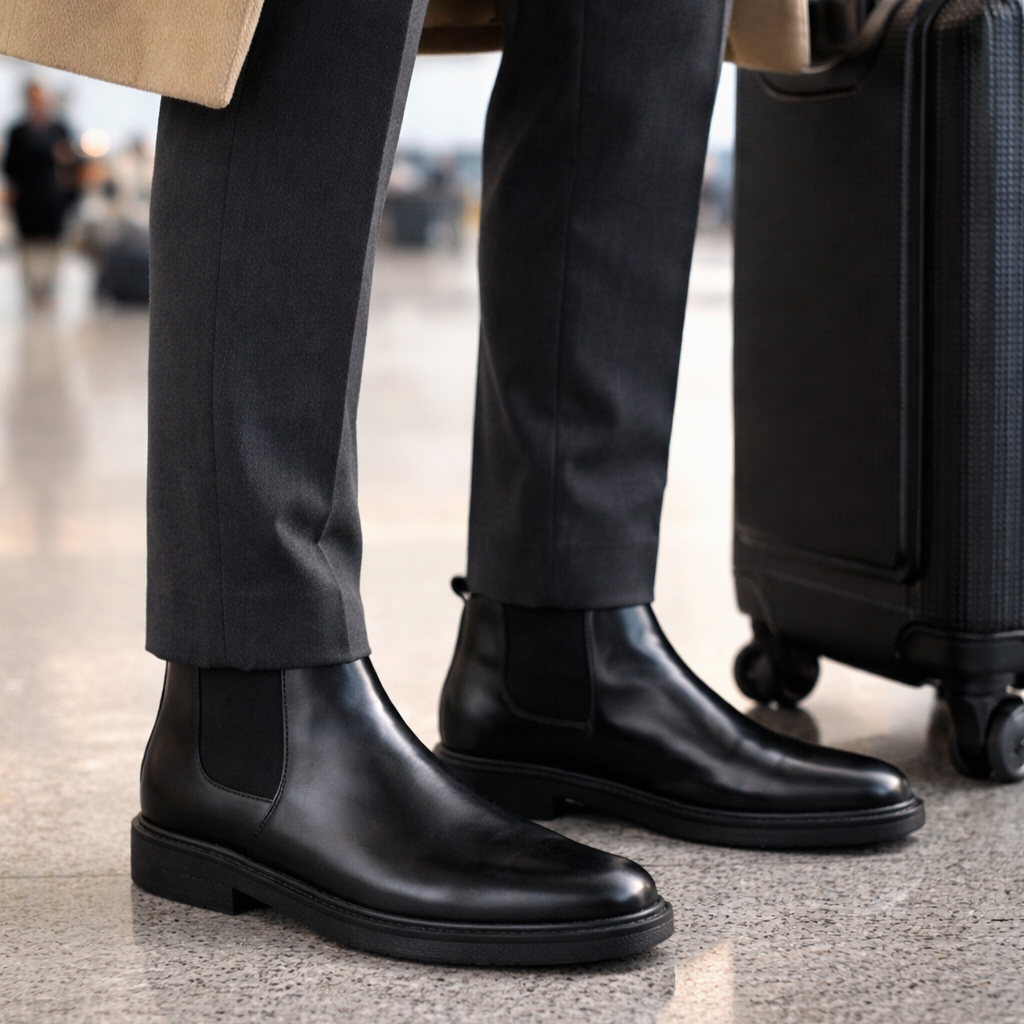 0312  BOTTINE EN CUIR homme noir