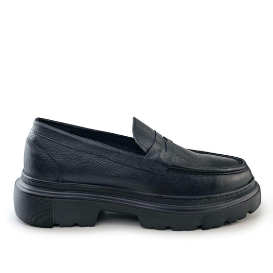 049 Chaussures Homme Mocassins sports en cuir noir