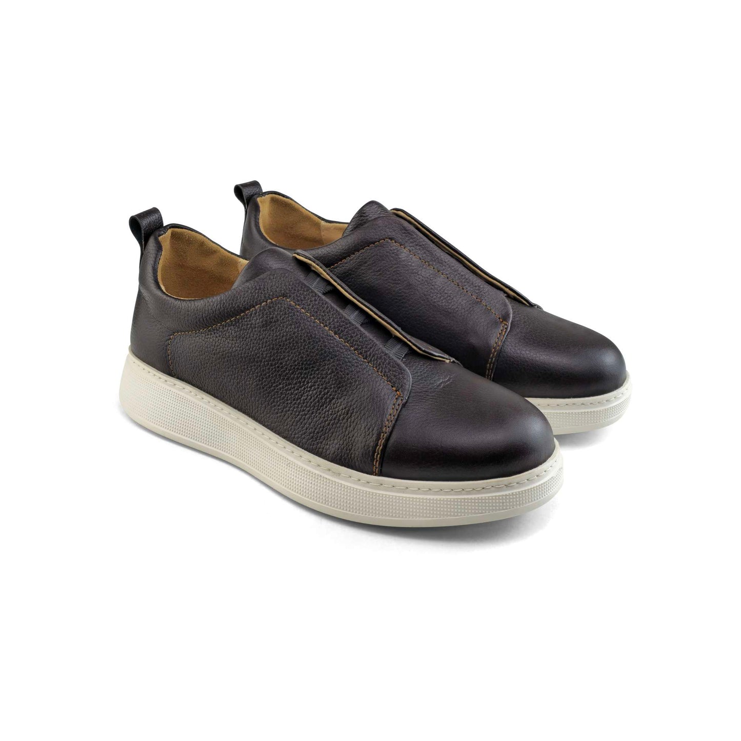 097 Chaussure Sneaker Homme en cuir marron