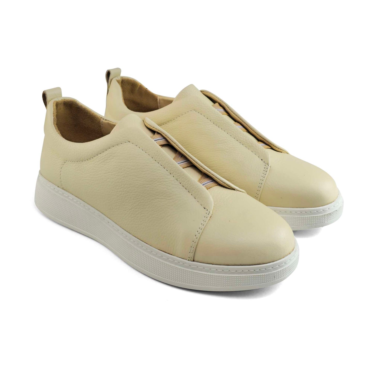 097 Chaussure Sneaker Homme en cuir biege
