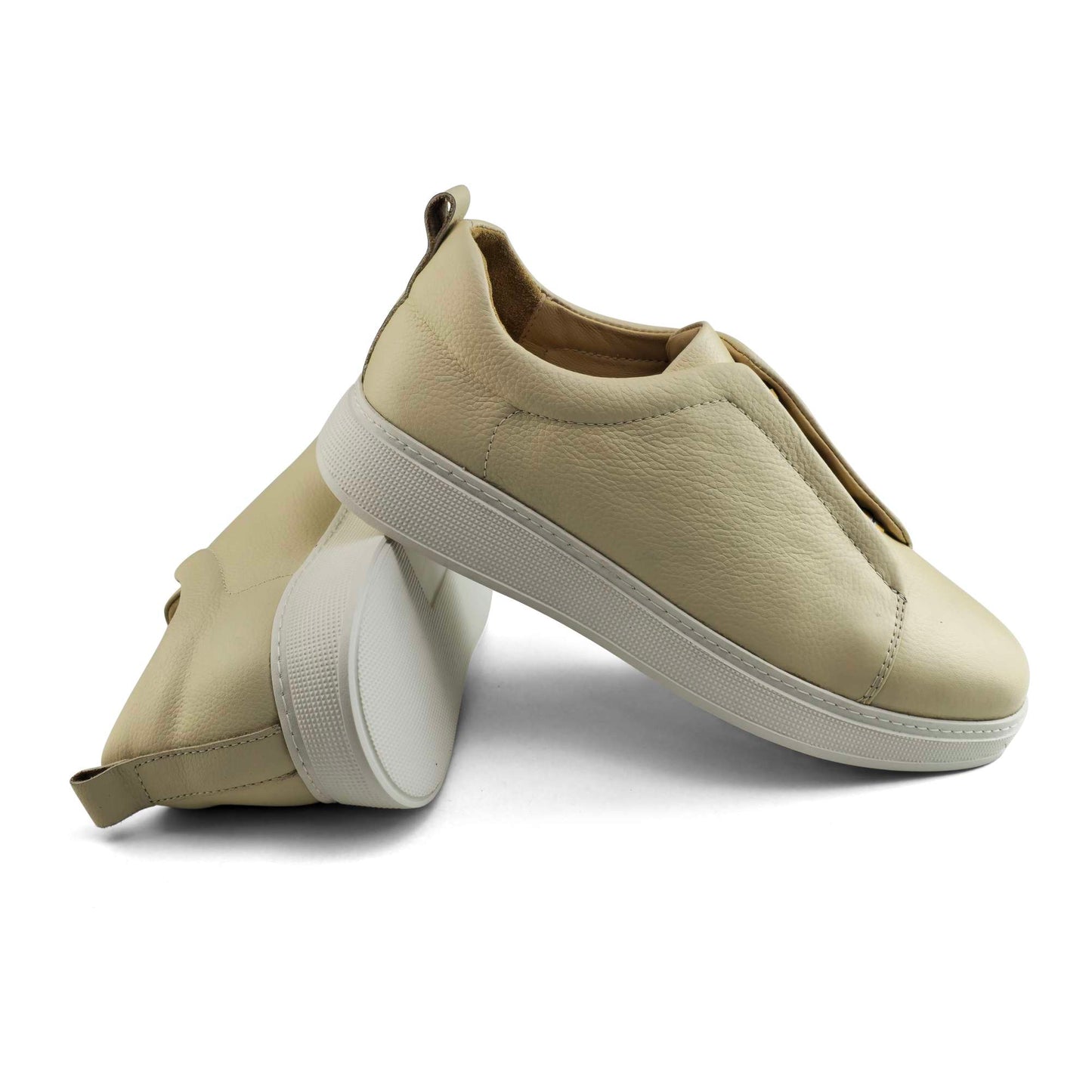 097 Chaussure Sneaker Homme en cuir biege