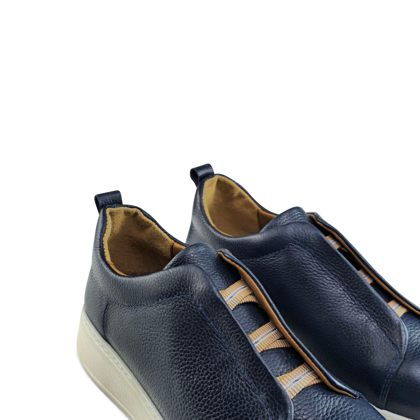 097 Chaussure Sneaker Homme en cuir bleumarin