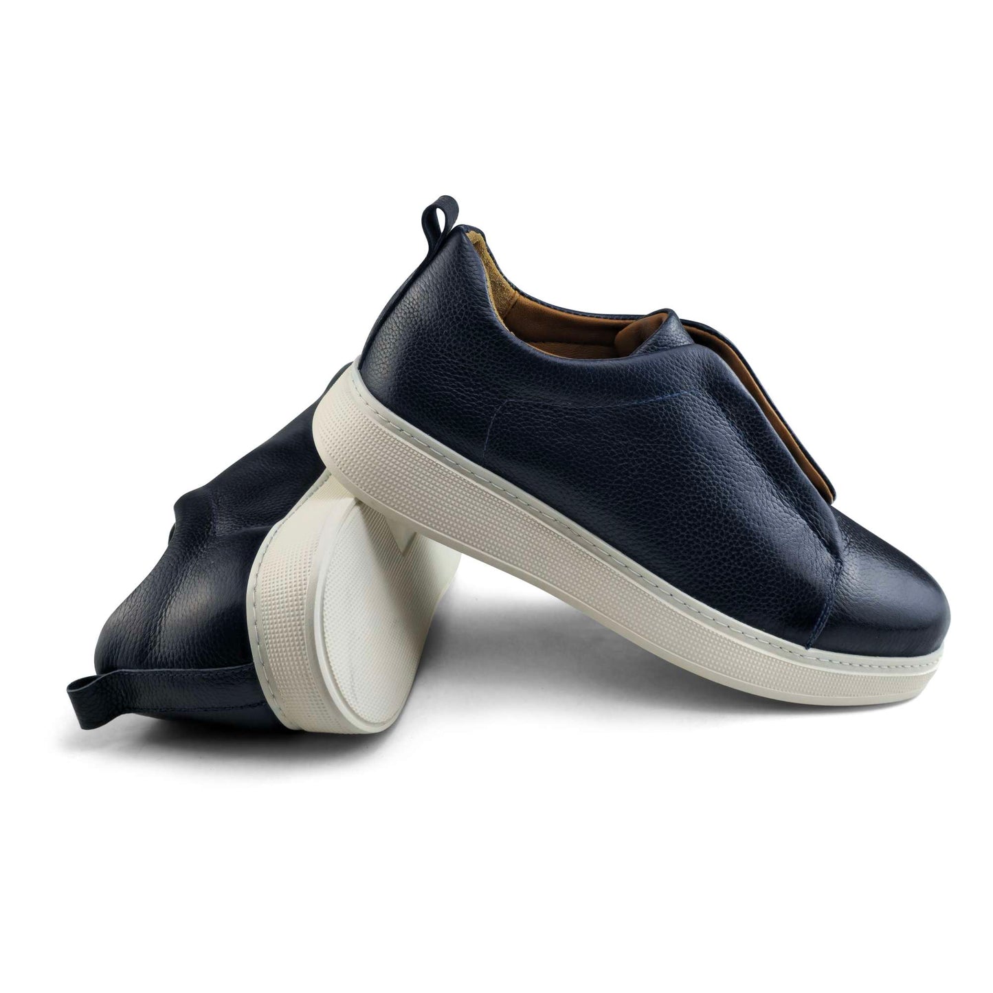 097 Chaussure Sneaker Homme en cuir bleumarin