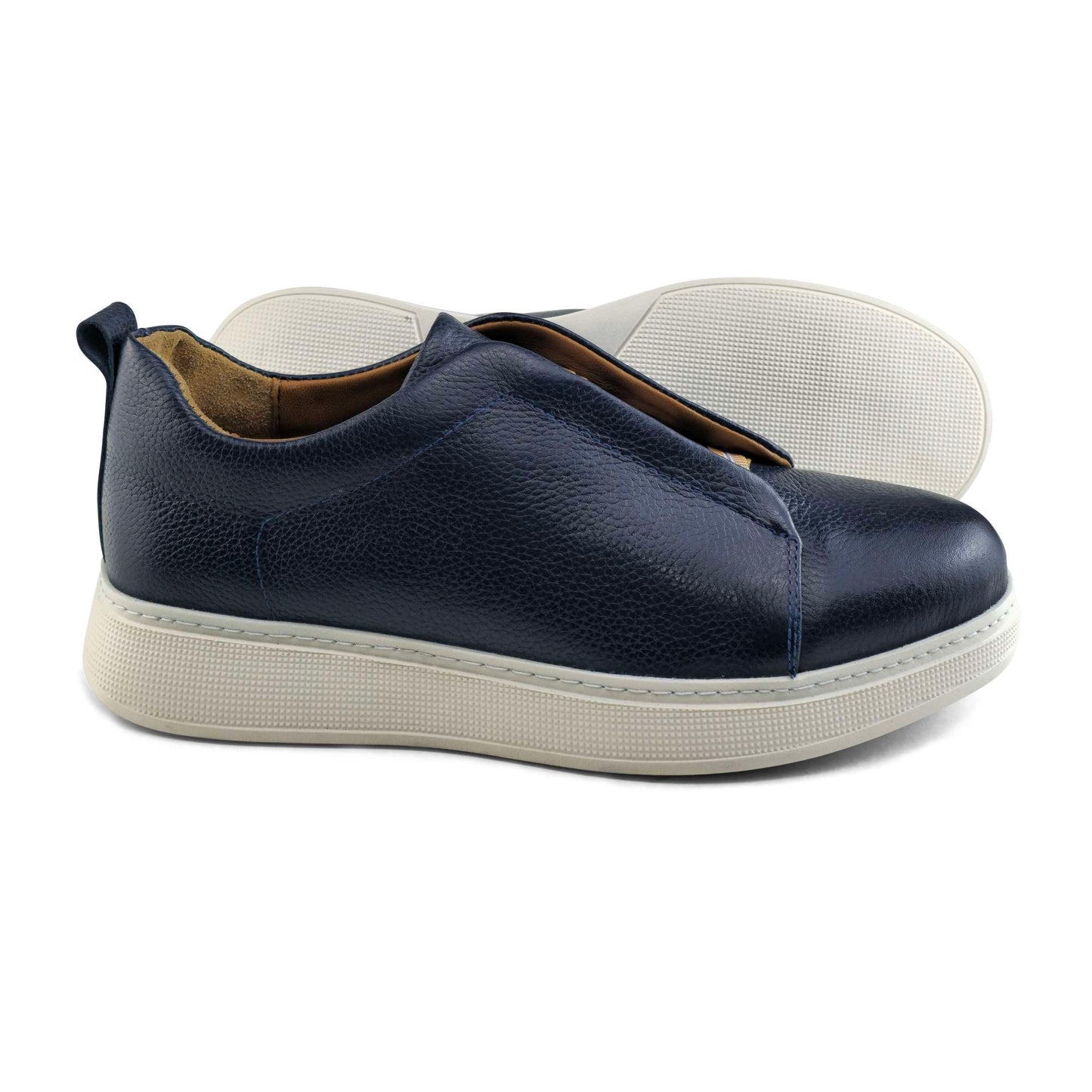 097 Chaussure Sneaker Homme en cuir bleumarin