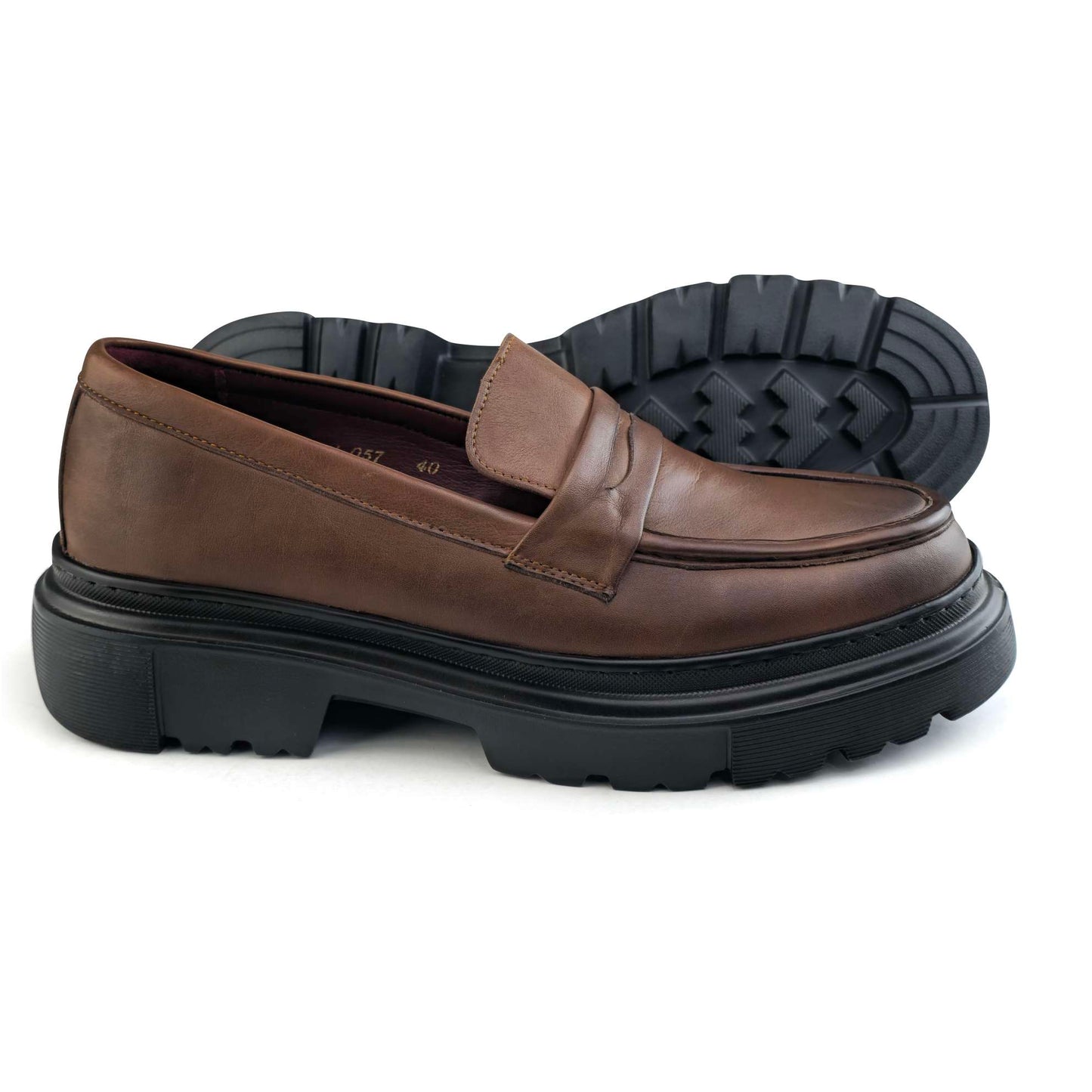049 Chaussures Homme Mocassins sports en cuir marron