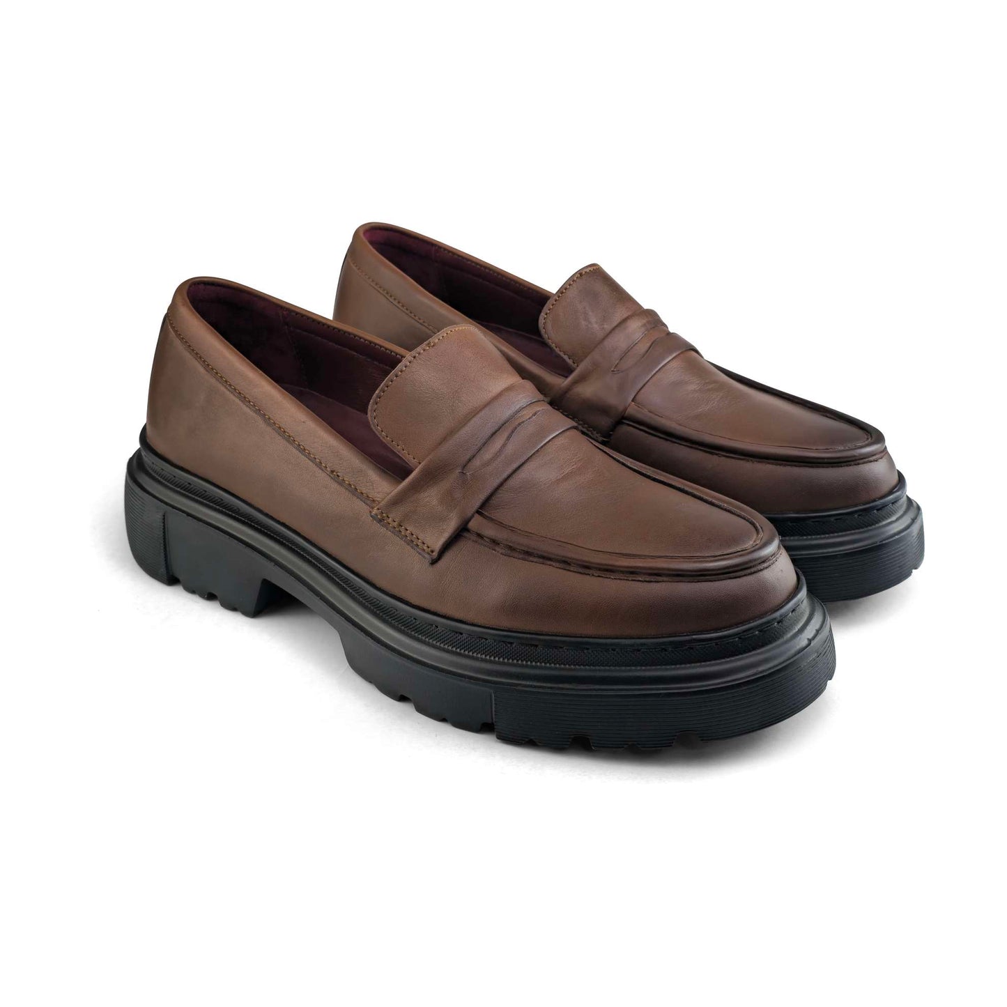 049 Chaussures Homme Mocassins sports en cuir marron
