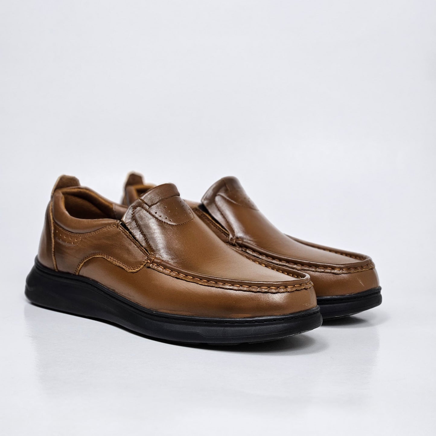 071 chaussure confortable cuir homme marron tabac