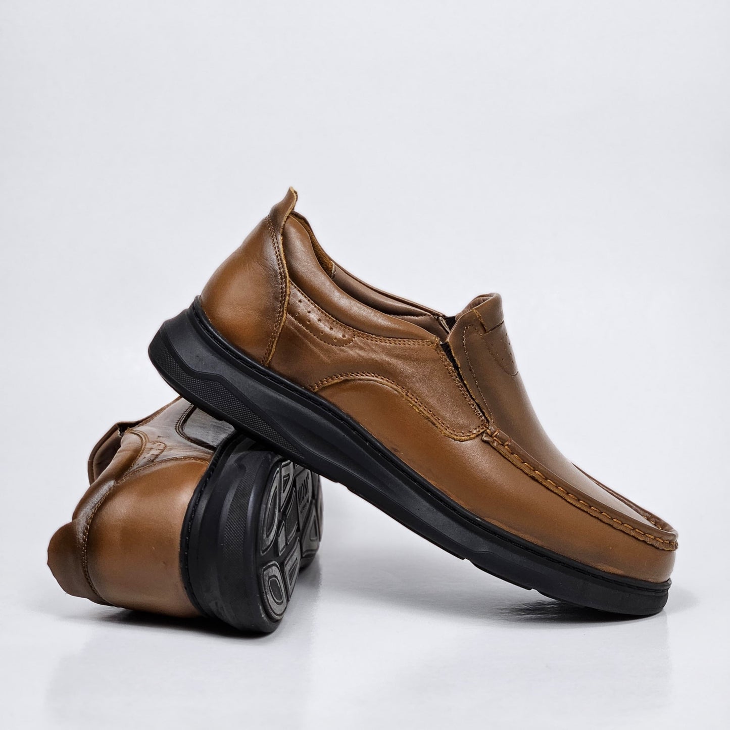 071 chaussure confortable cuir homme marron tabac