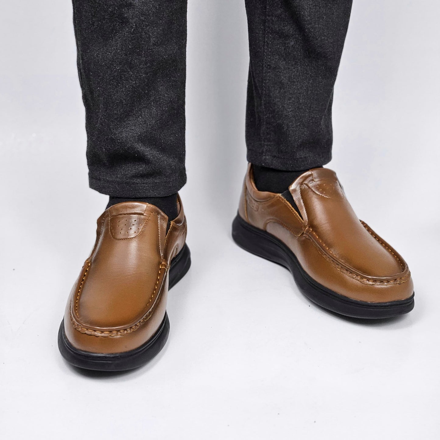 071 chaussure confortable cuir homme marron tabac