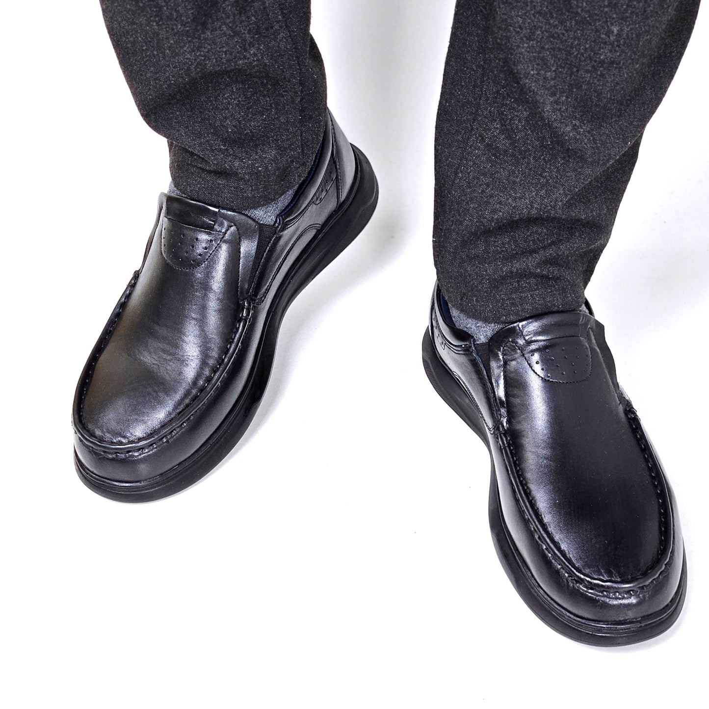 071 chaussure confortable cuir homme noir