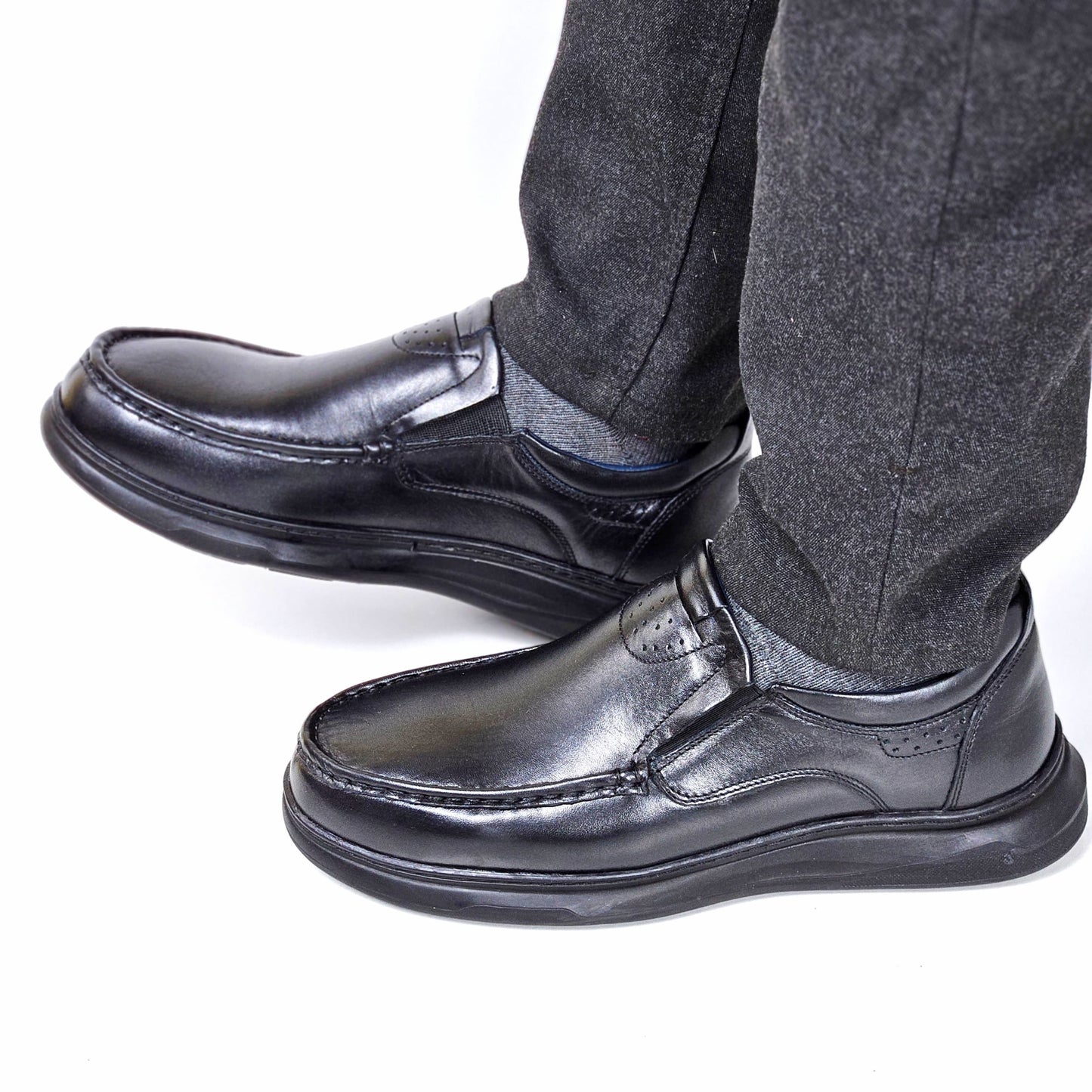 071 chaussure confortable cuir homme noir