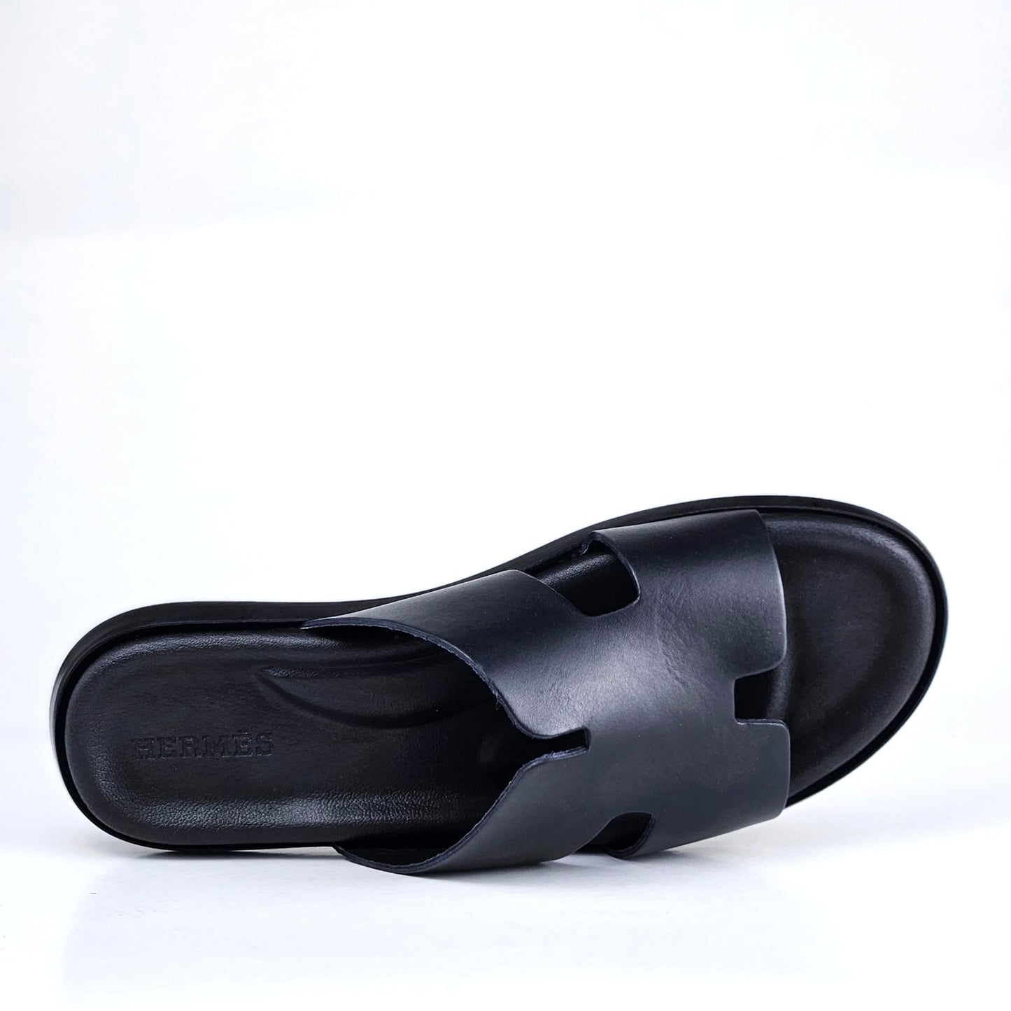 027 sandale confort en cuir homme noir