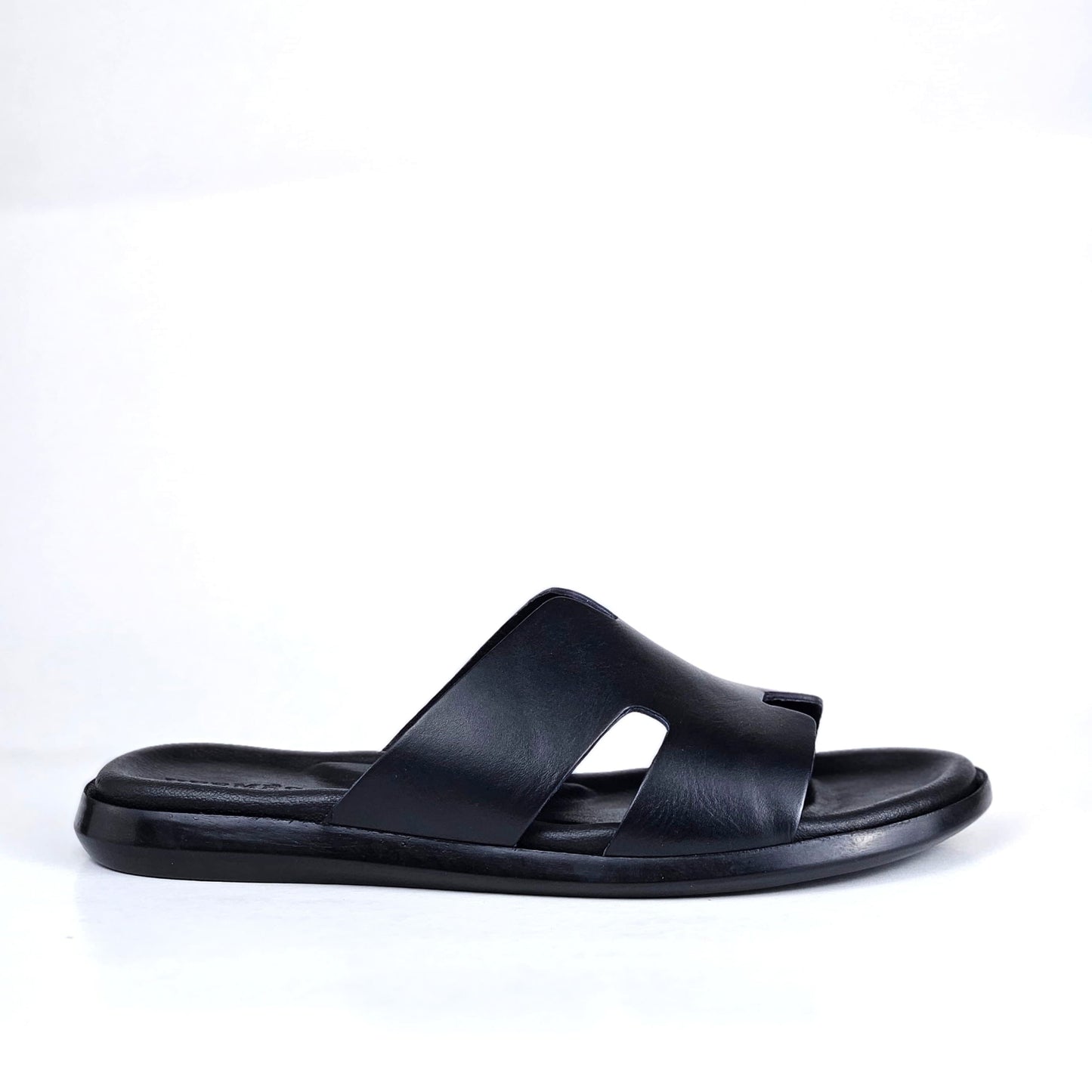 027 sandale confort en cuir homme noir