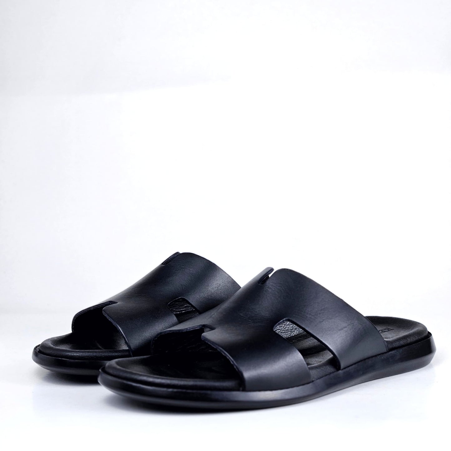 027 sandale confort en cuir homme noir