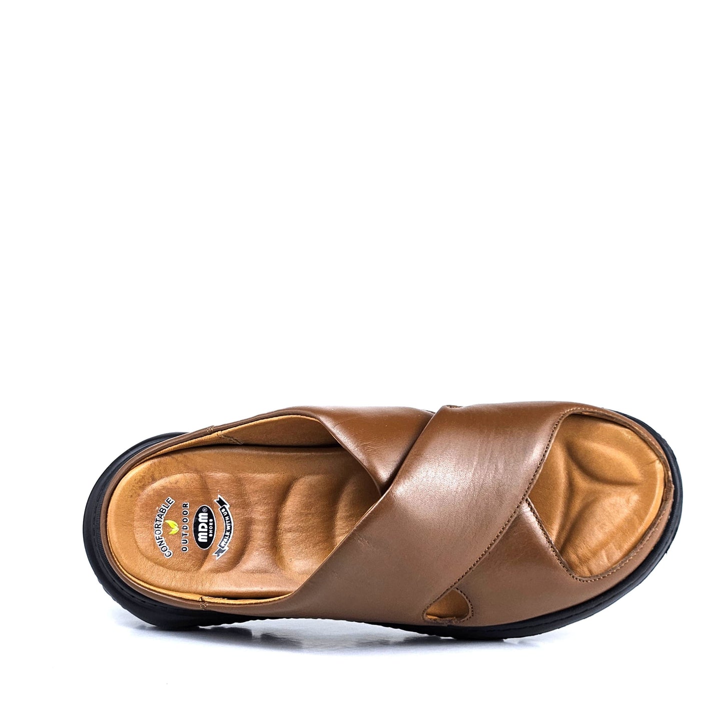 036 sandale confort en cuir homme marron tabac