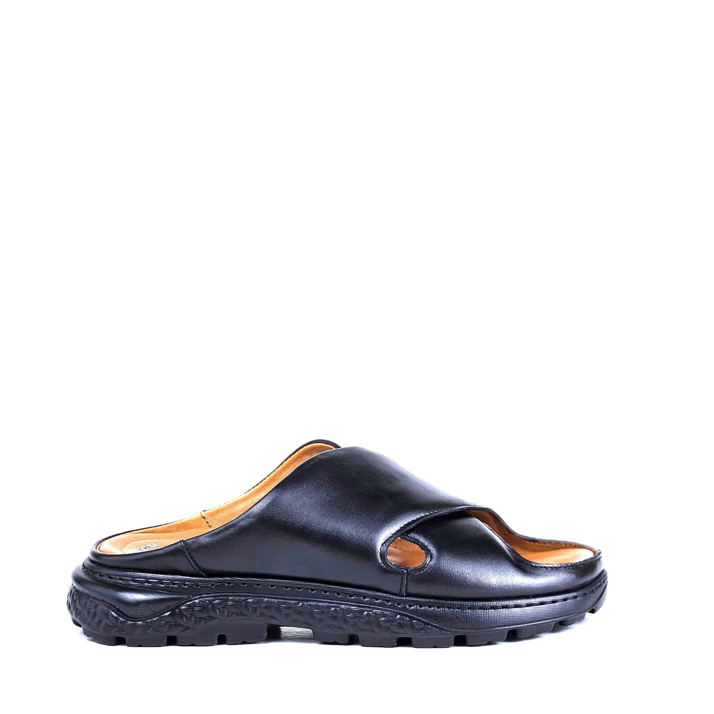 036 sandale confort en cuir homme noir