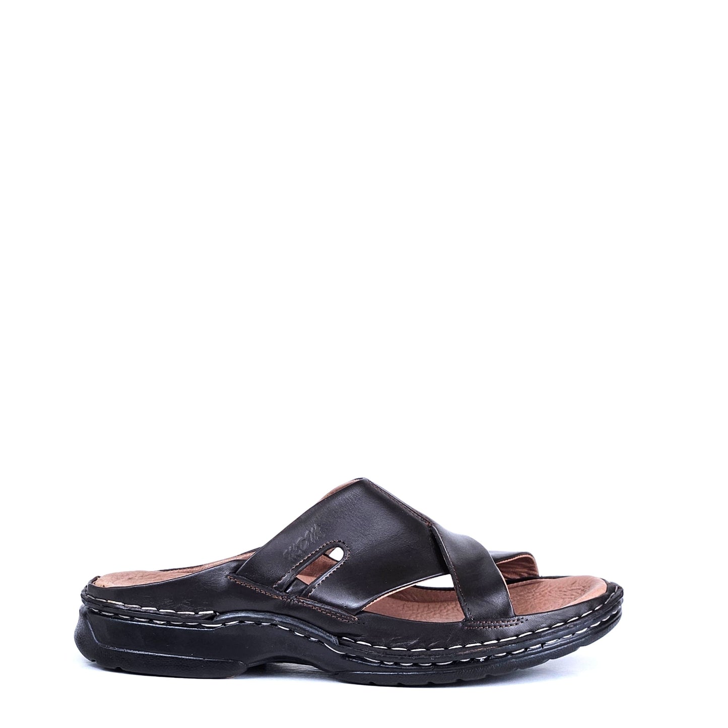 021 sandale confort en cuir homme mrron fonce