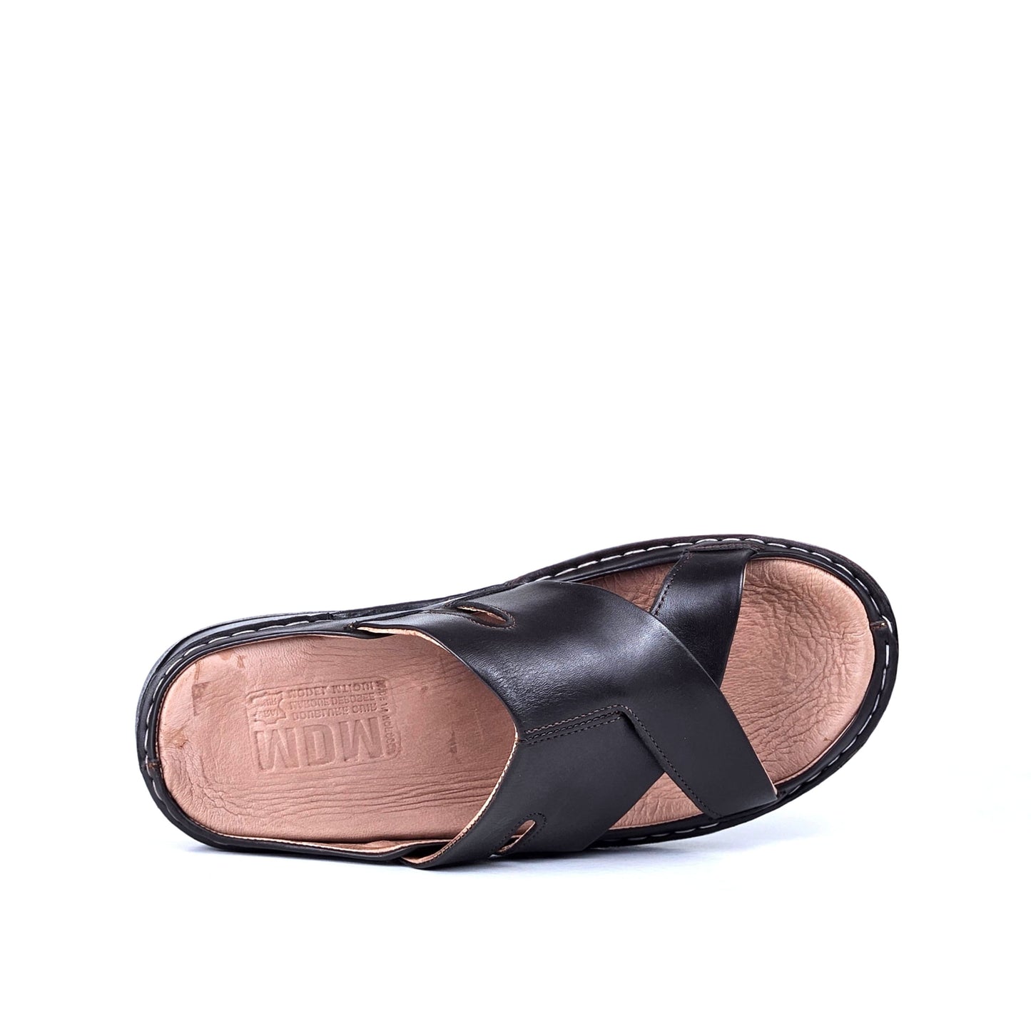021 sandale confort en cuir homme mrron fonce