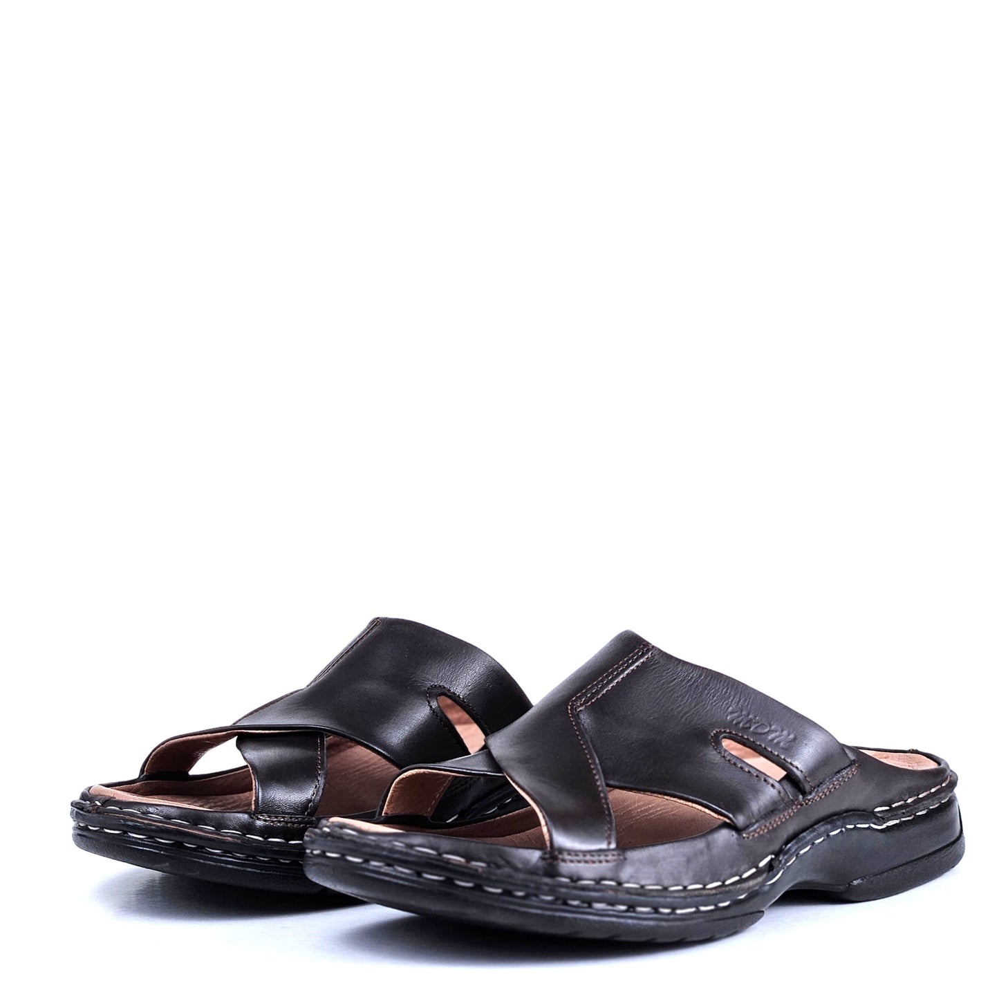 021 sandale confort en cuir homme mrron fonce