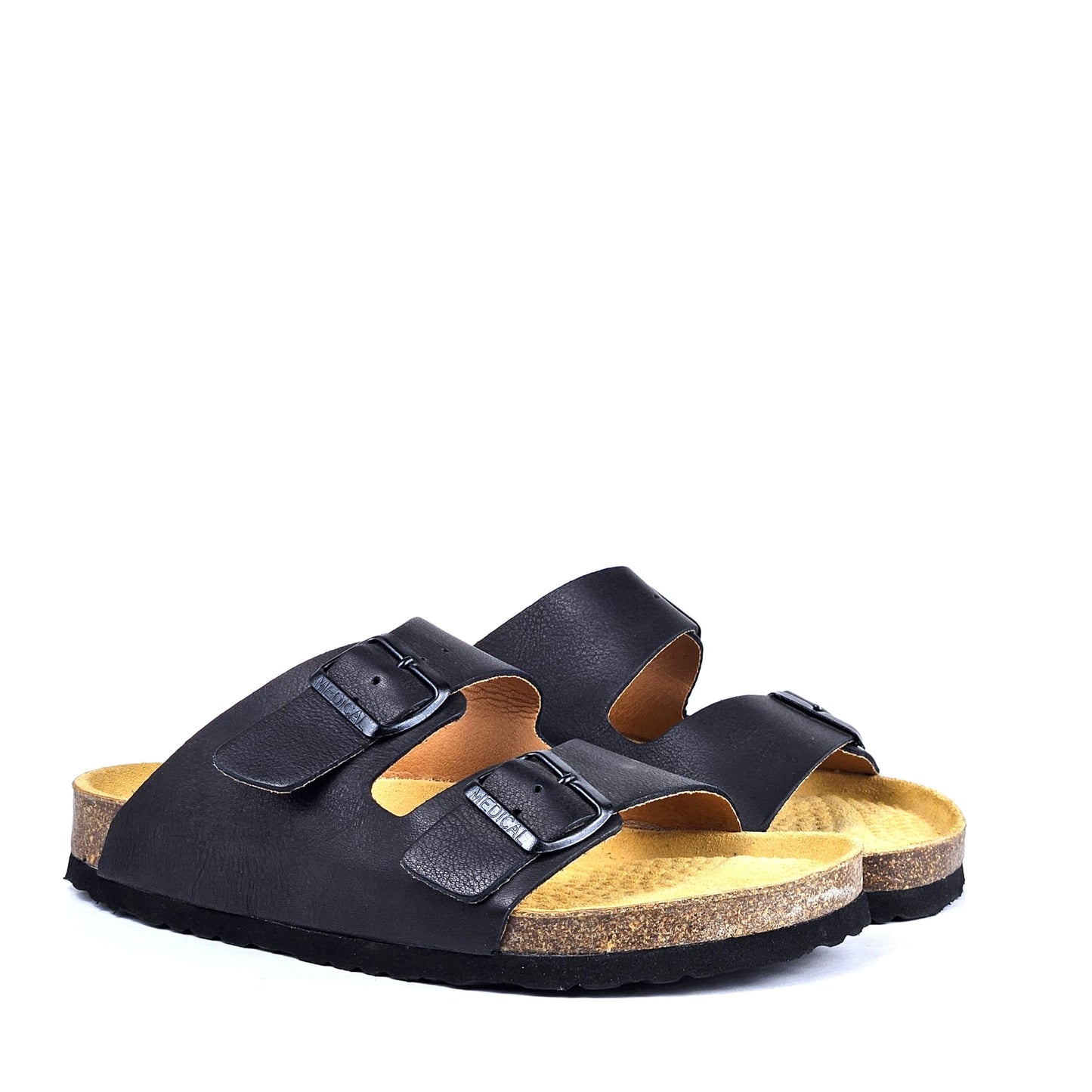 043 sandale confort en cuir homme noir