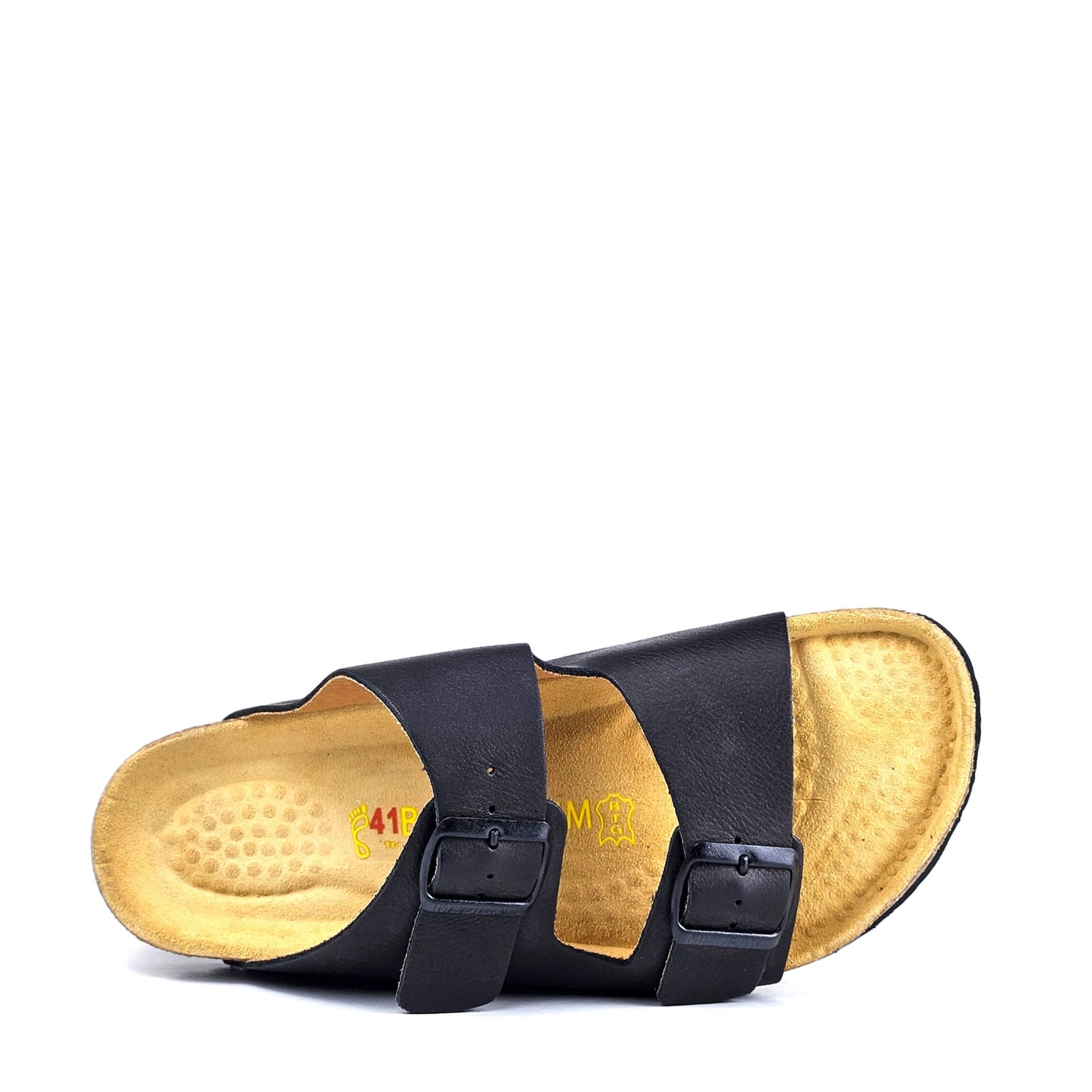 043 sandale confort en cuir homme noir