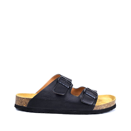 043 sandale confort en cuir homme noir