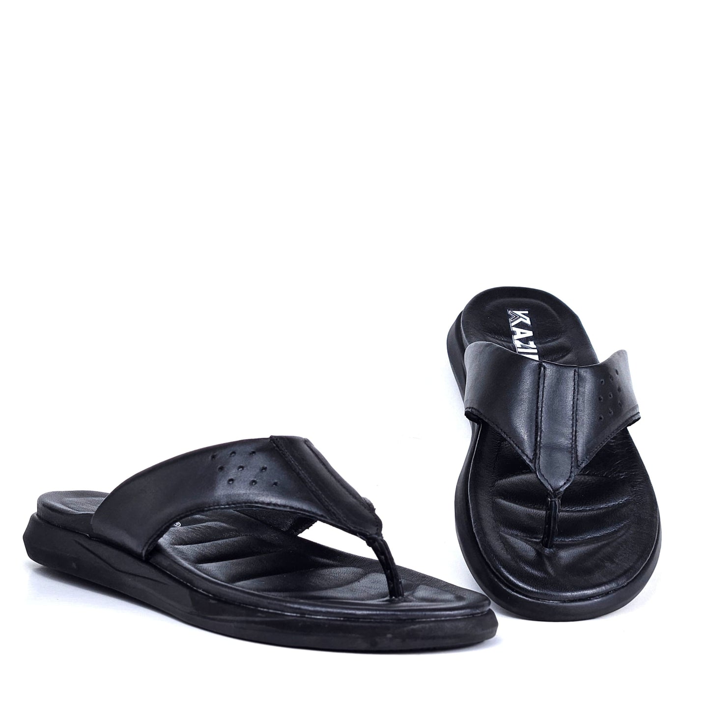 041 sandale confort en cuir homme noir