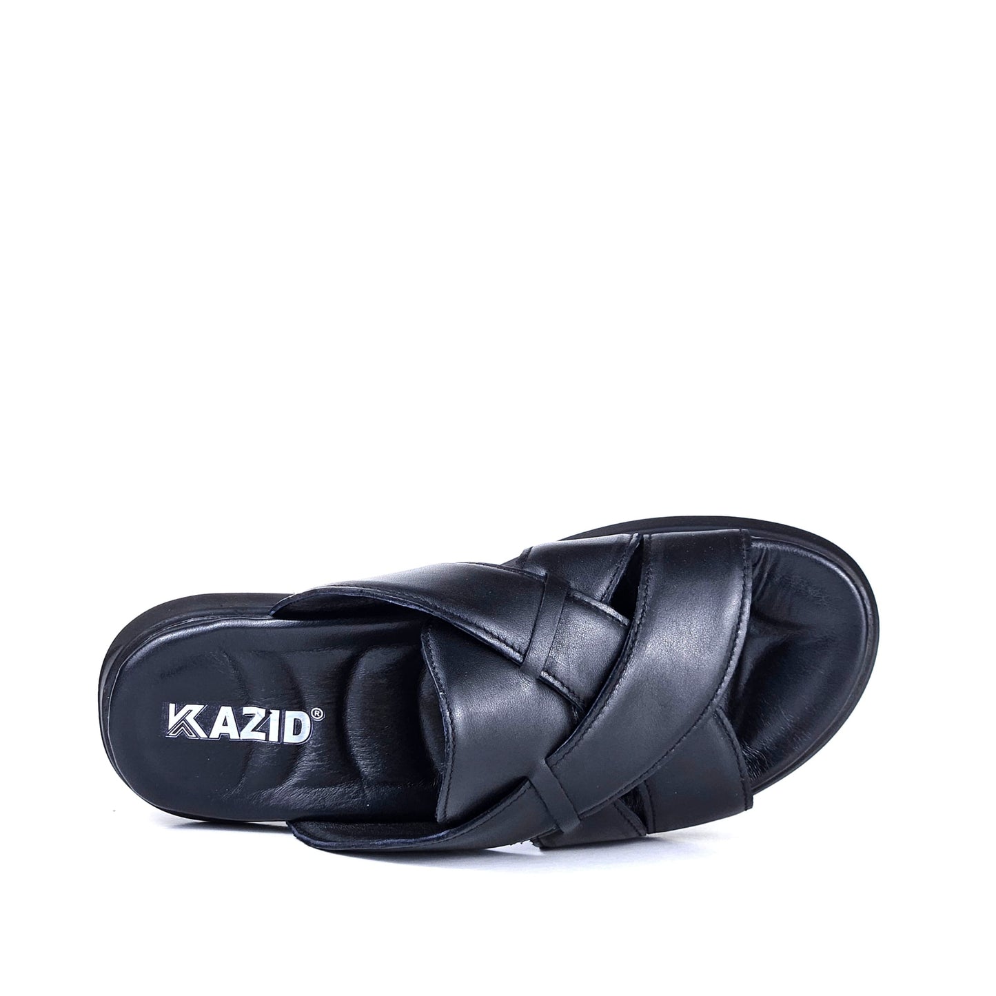 047 sandale confort en cuir homme noir