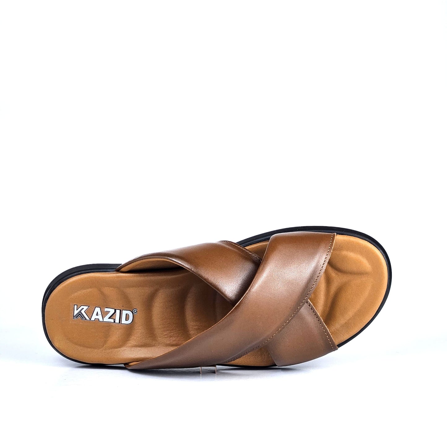 050 sandale confort en cuir homme marron tabac