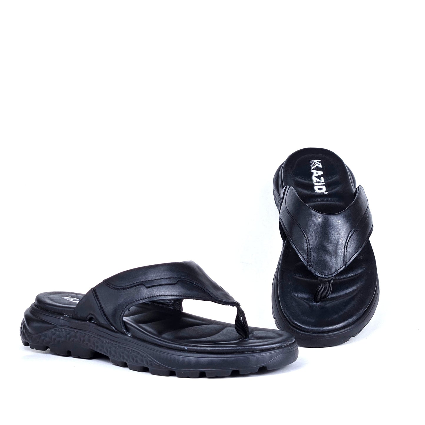 056 sandale confort en cuir homme noir