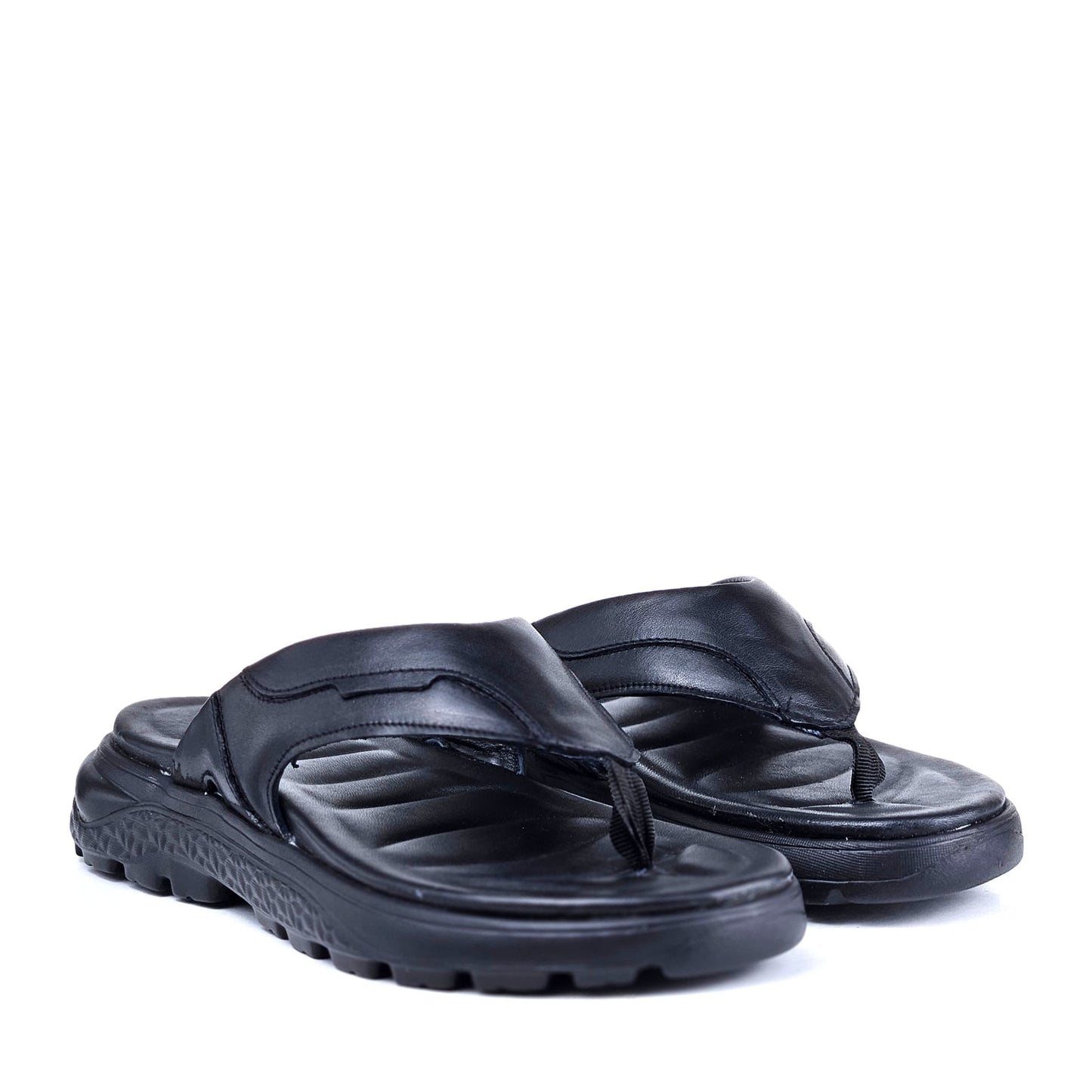 056 sandale confort en cuir homme noir