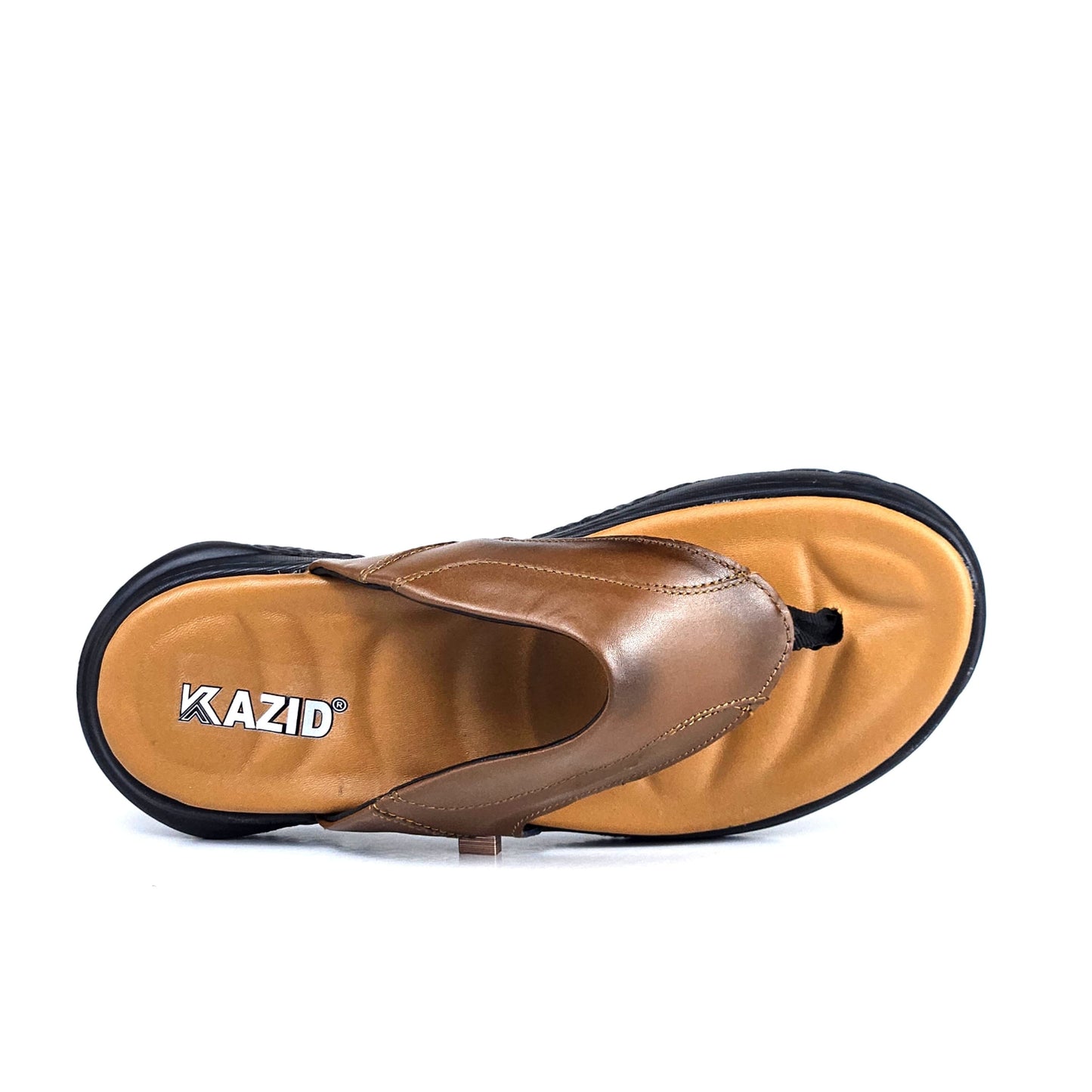 056 sandale confort en cuir homme marron tabac