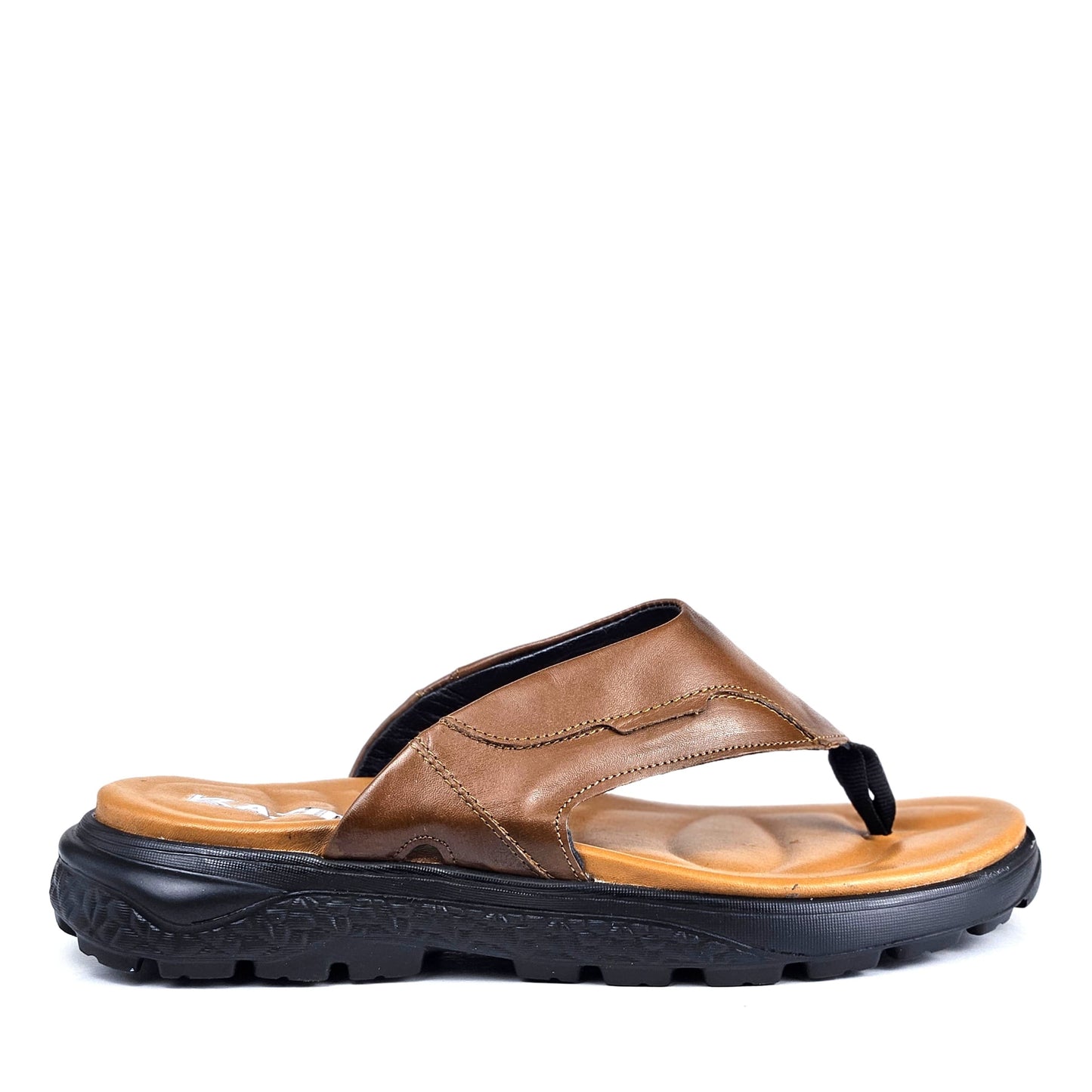 056 sandale confort en cuir homme marron tabac