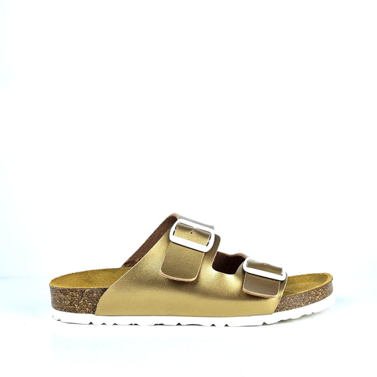 080 sandale cuir synthetique femme dorée